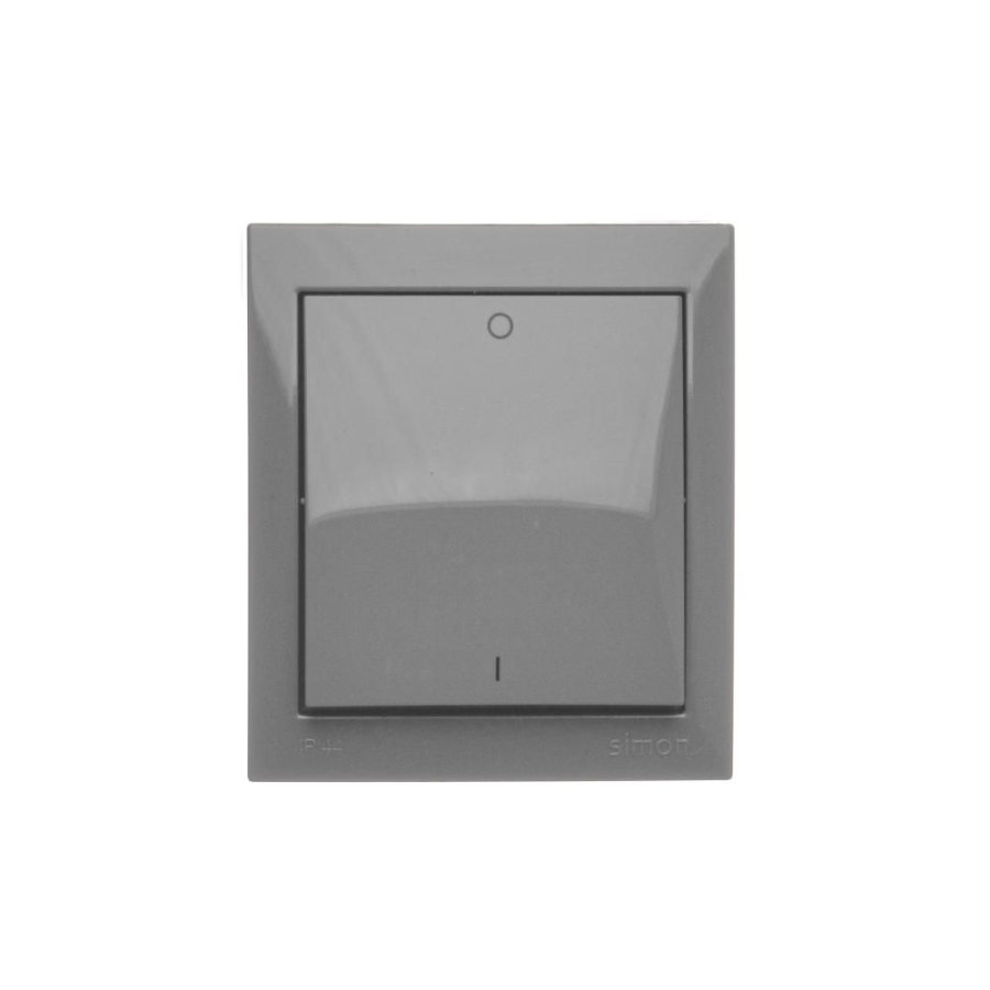 Simon Aquaclick splash-proof single switch, IP44, 16AX, dark grey