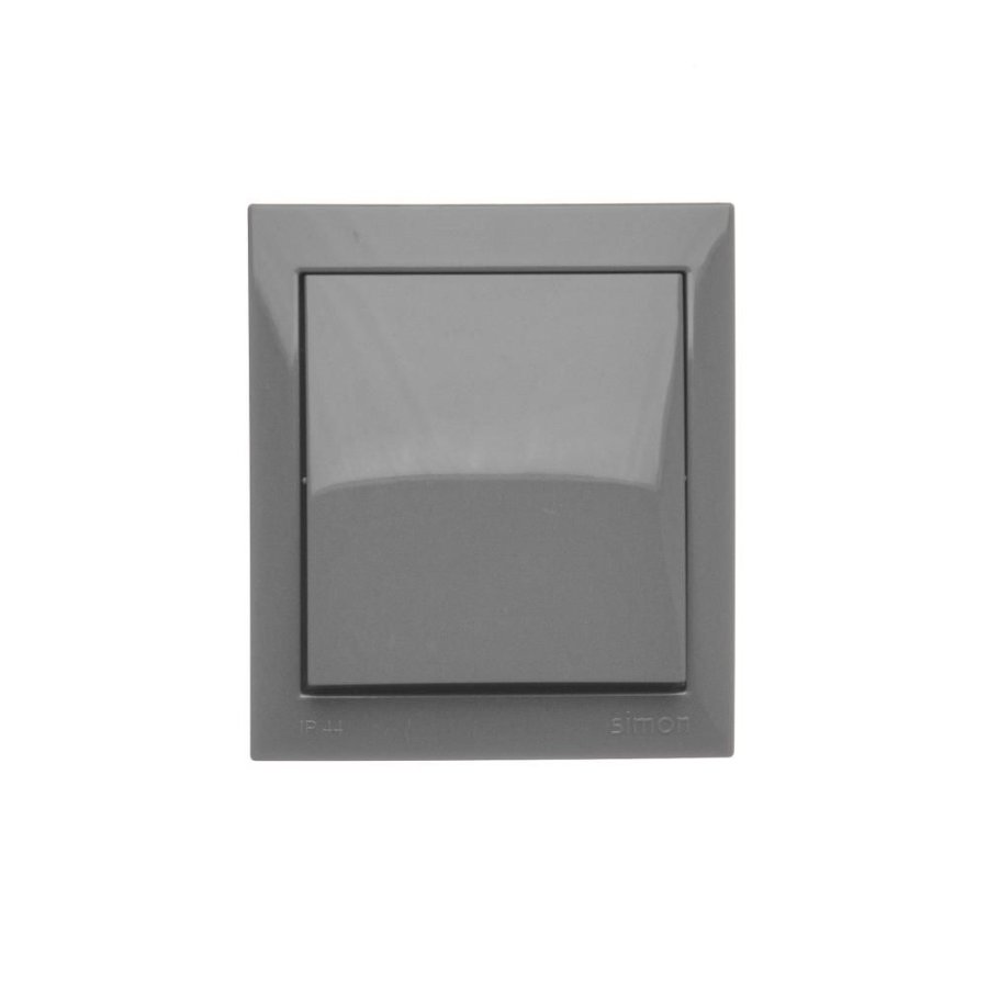 Simon Aquaclick splash-proof intermediate switch without pictogram, IP44, 10AX, dark grey