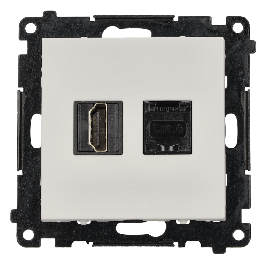 Simon 55 HDMI 2.1 lizdas + kompiuterio lizdas RJ45 (6 kategorijos), modulis, HDMI standartas: HDMI 2.1, matinė balta