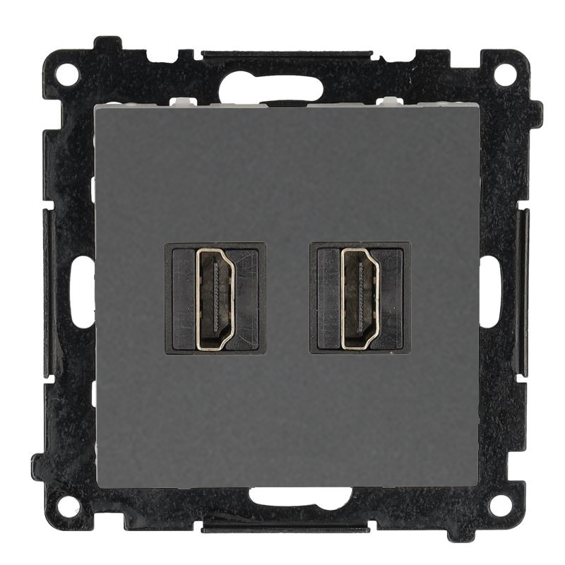 Simon 55 HDMI double socket, module, HDMI Standard: HDMI 2.1, graphite mat