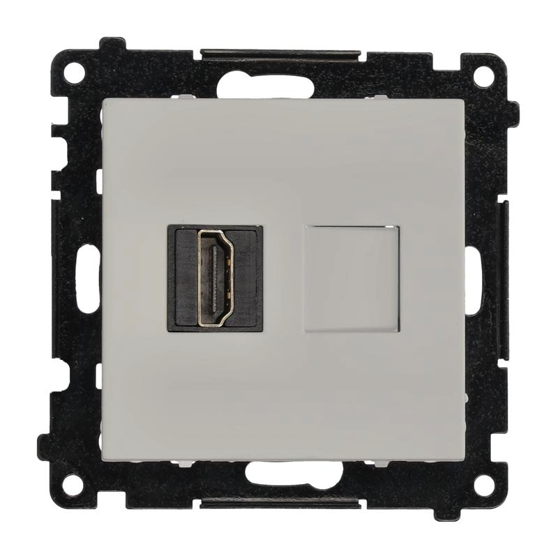 Simon 55 HDMI single socket, module, HDMI Standard: HDMI 2.1, matt aluminum