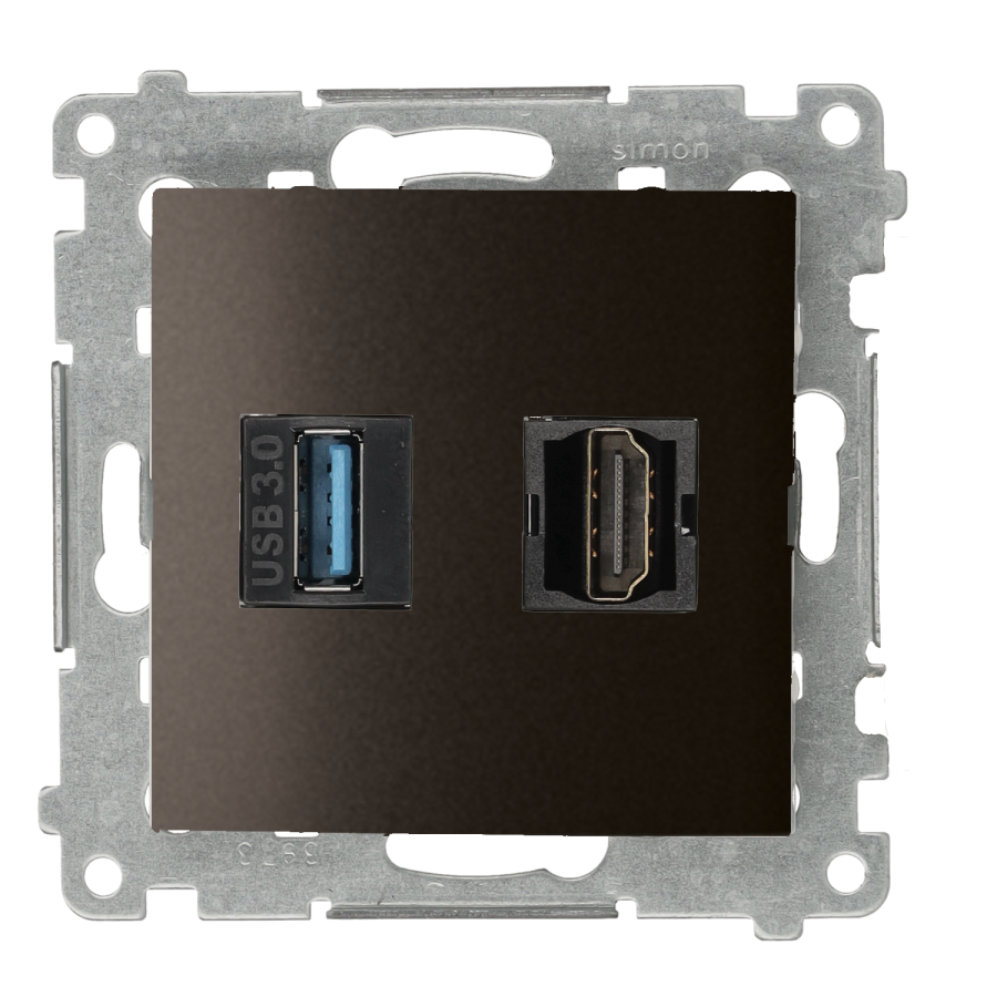 Simon 54 HDMI 1.4 lizdas + USB 3.0 kompiuterio lizdas, HDMI standartas: HDMI 1.4, matinė bronza, metalizuota