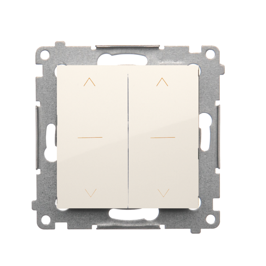 Simon 54 three position (1-0-2) blind control double switch, 10A, cream white/electro white