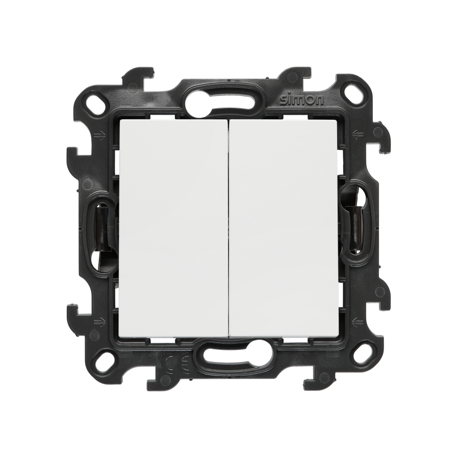 Two gang switch, (module), Simon 24, IP20/IP44, 10AX, white