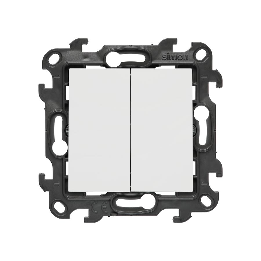 Double intermediate switch illuminated without pictogram, (module), Simon 24, IP20, 10AX, white