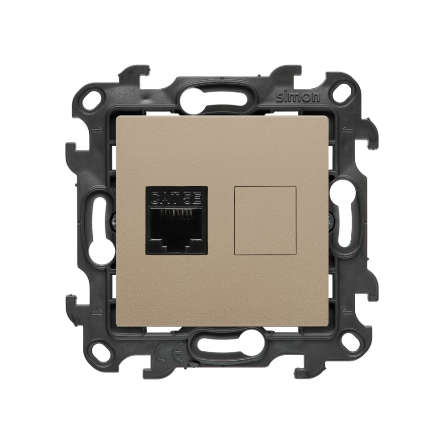 Single IT socket RJ45, category 5e, (module), Simon 24, IP20/IP44, champagne matt