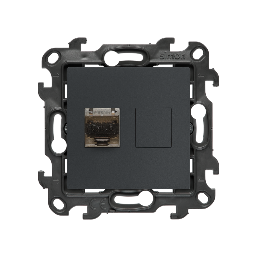 Single IT socket RJ45 category 6, (module), Simon 24, IP20, graphite mat