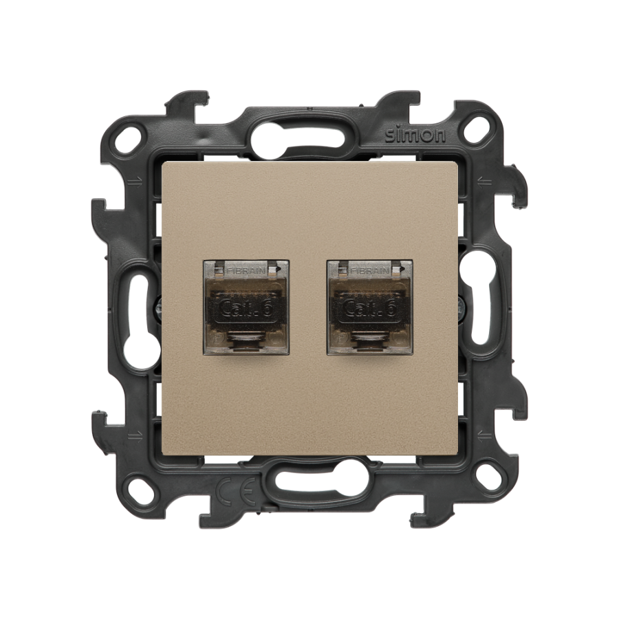 Double IT socket RJ45 category 6, (module), Simon 24, IP20, champagne matt