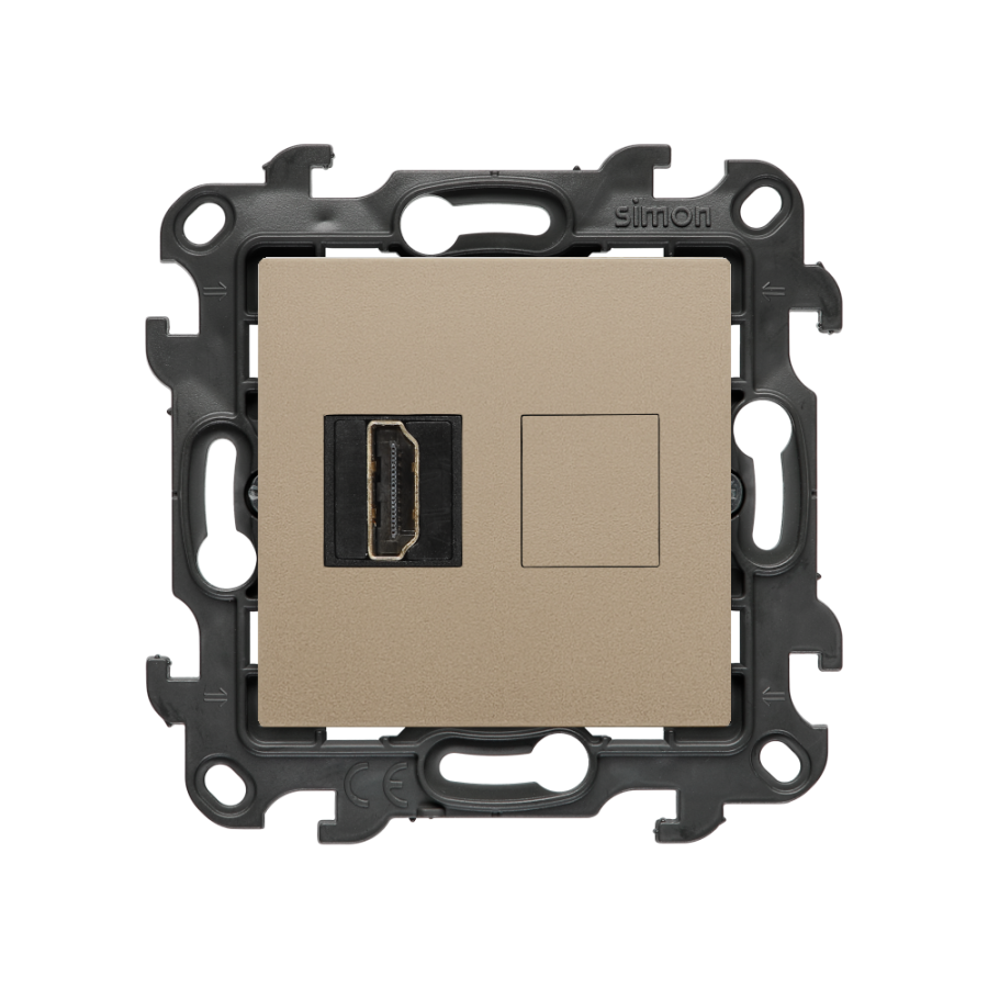 HDMI 2.1 vienos lizdo jungtis (modulis), „Simon 24“, IP20/IP44, HDMI standartas: HDMI 2.1, matinis šampanas