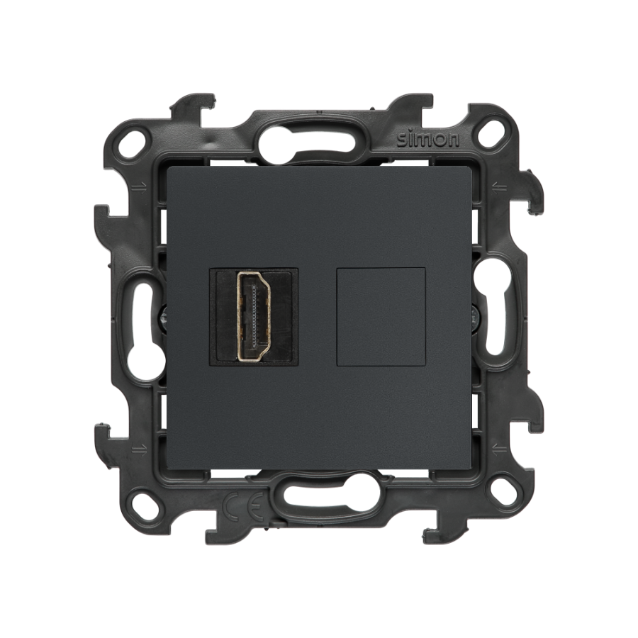 HDMI 2.1 single socket, (module), Simon 24, IP20/IP44, HDMI Standard: HDMI 2.1, graphite mat