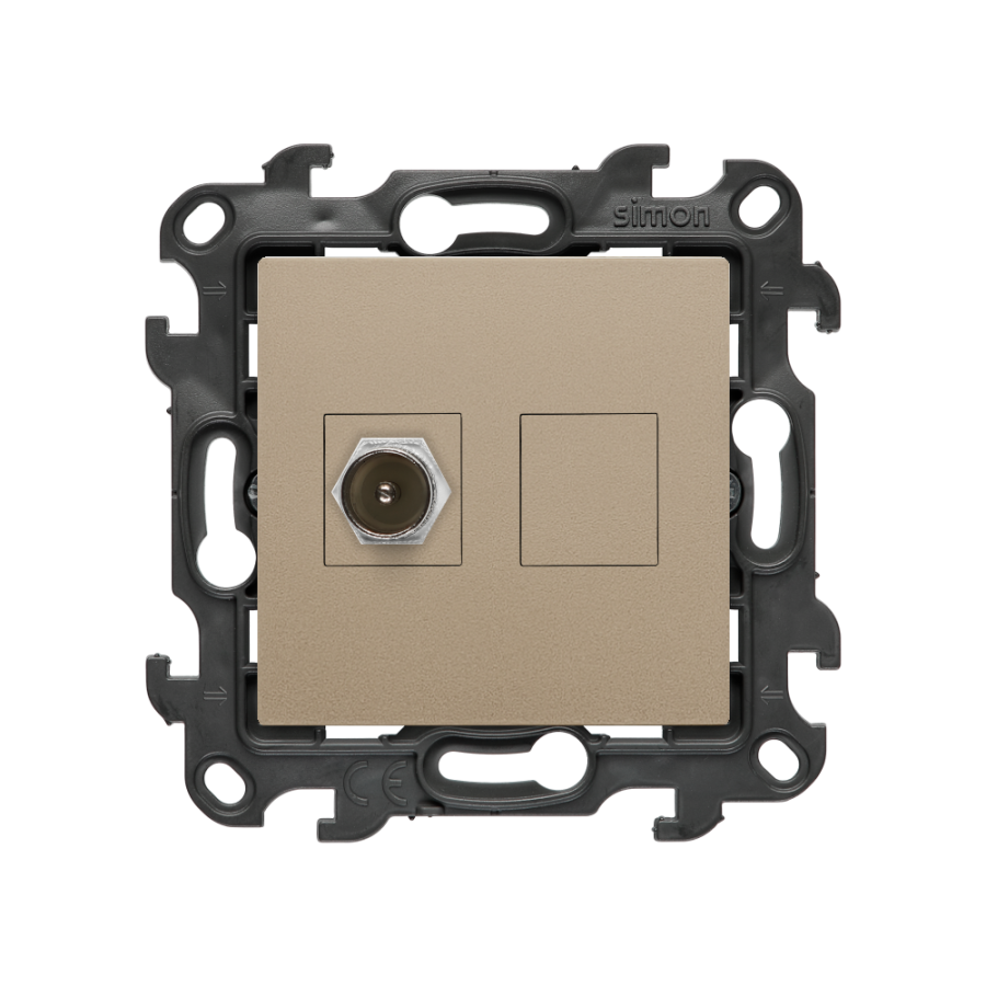 Single IEC antenna socket - male terminal, (module), Simon 24, IP20, champagne matt