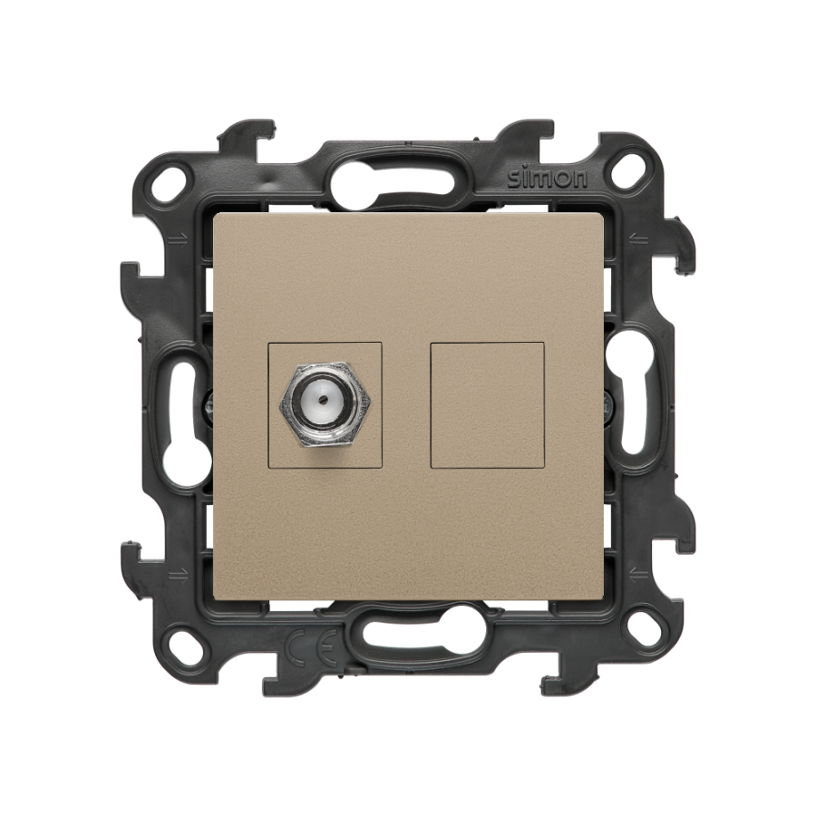 Single earial socket type "F", (module), Simon 24, IP20/IP44, champagne matt