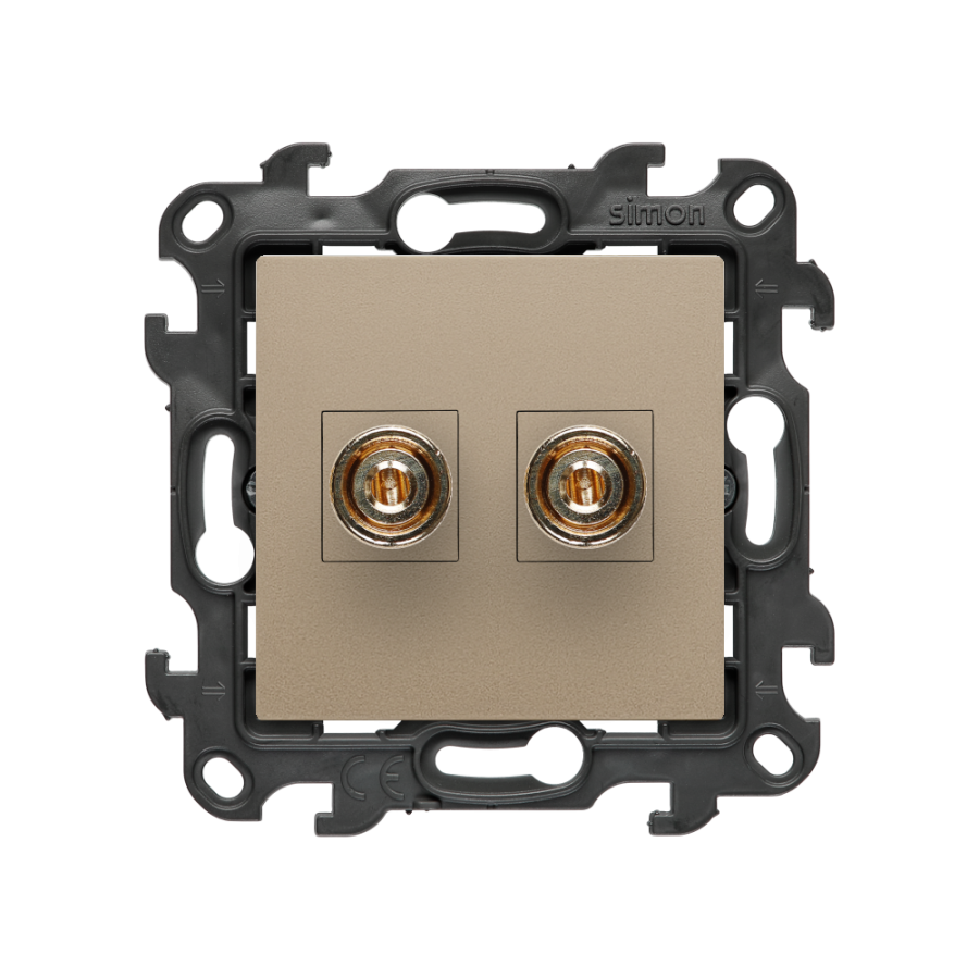 Loudspeaker socket, (module), Simon 24, IP20, champagne matt