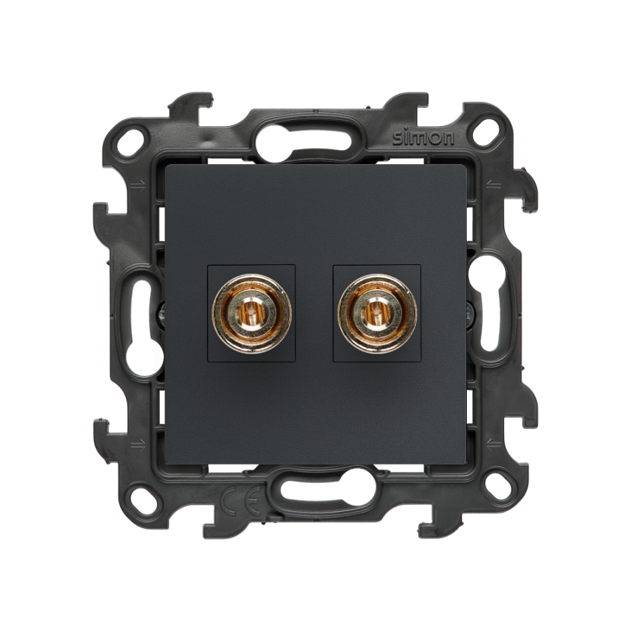 Loudspeaker socket, (module), Simon 24, IP20, graphite mat