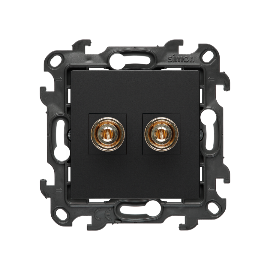 Loudspeaker socket, (module), Simon 24, IP20, black matt