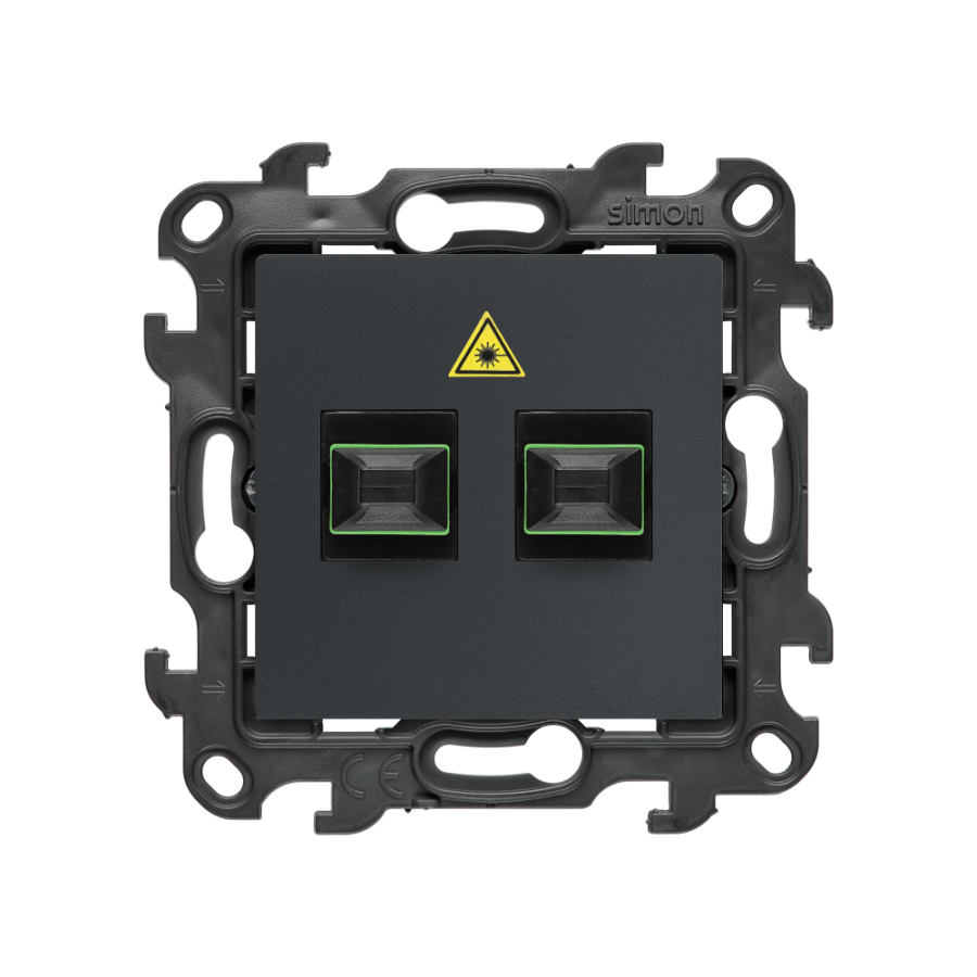 SC/APC double fiber optic sockets, (module), Simon 24, IP20, graphite mat