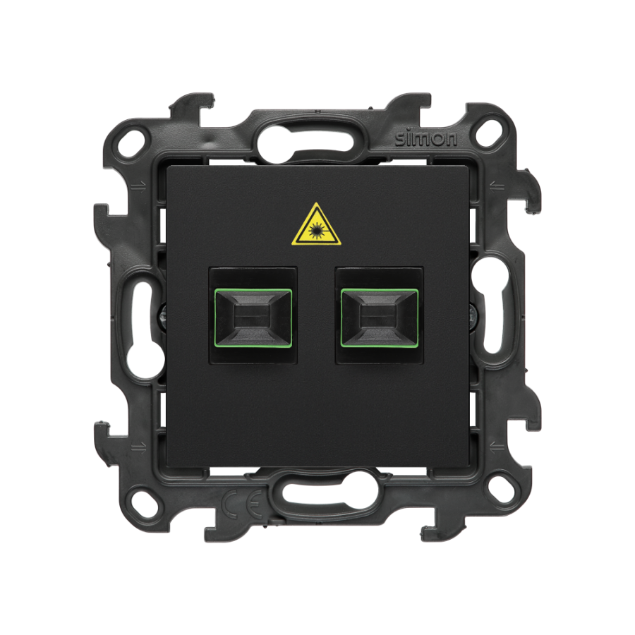 SC/APC double fiber optic sockets, (module), Simon 24, IP20, black matt