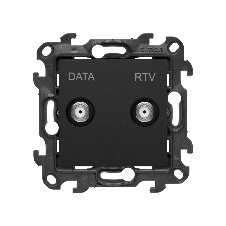 TV-DATA galinė antenos jungtis (modulis), „Simon 24“, IP20, matinė juoda