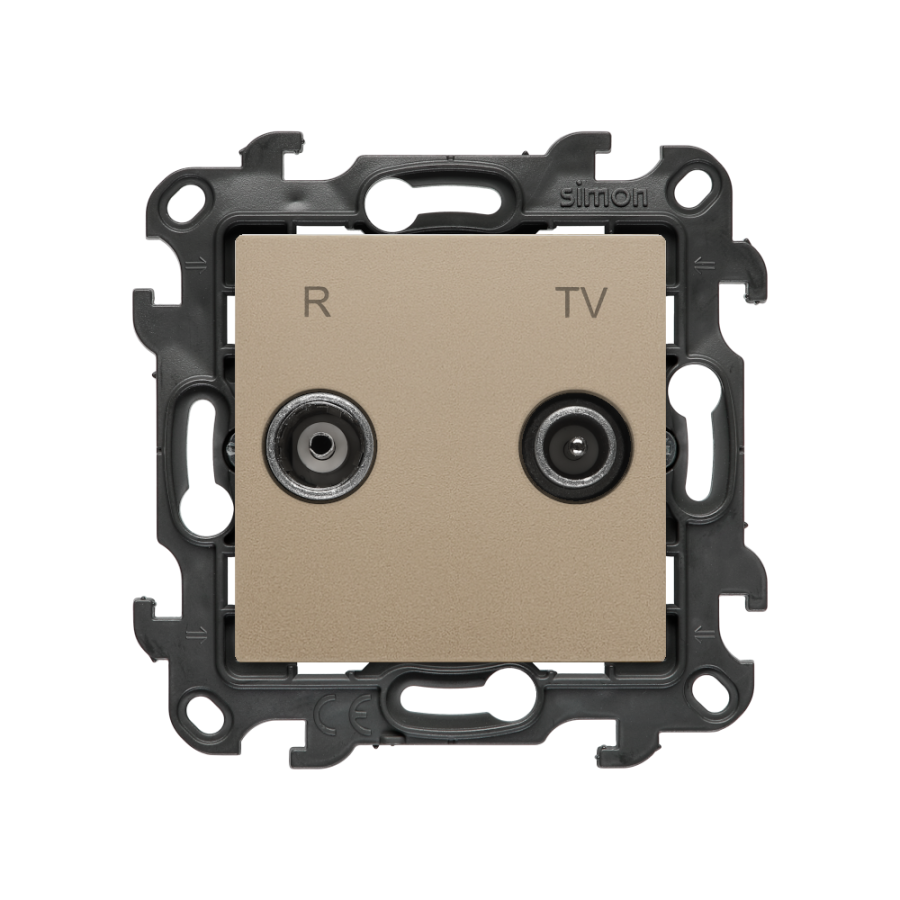 RTV final aerial socket, separated, (module), Simon 24, IP20/IP44, champagne matt