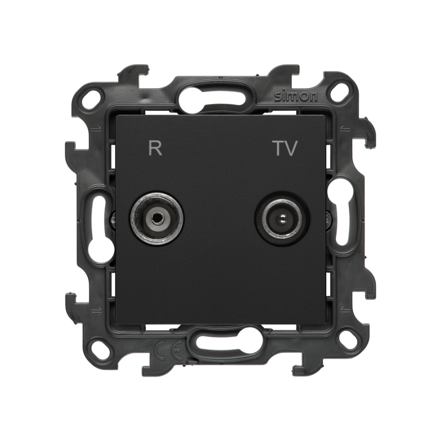 RTV „pass-through“ antenos lizdas (modulis), „Simon 24“, IP20, matinė juoda