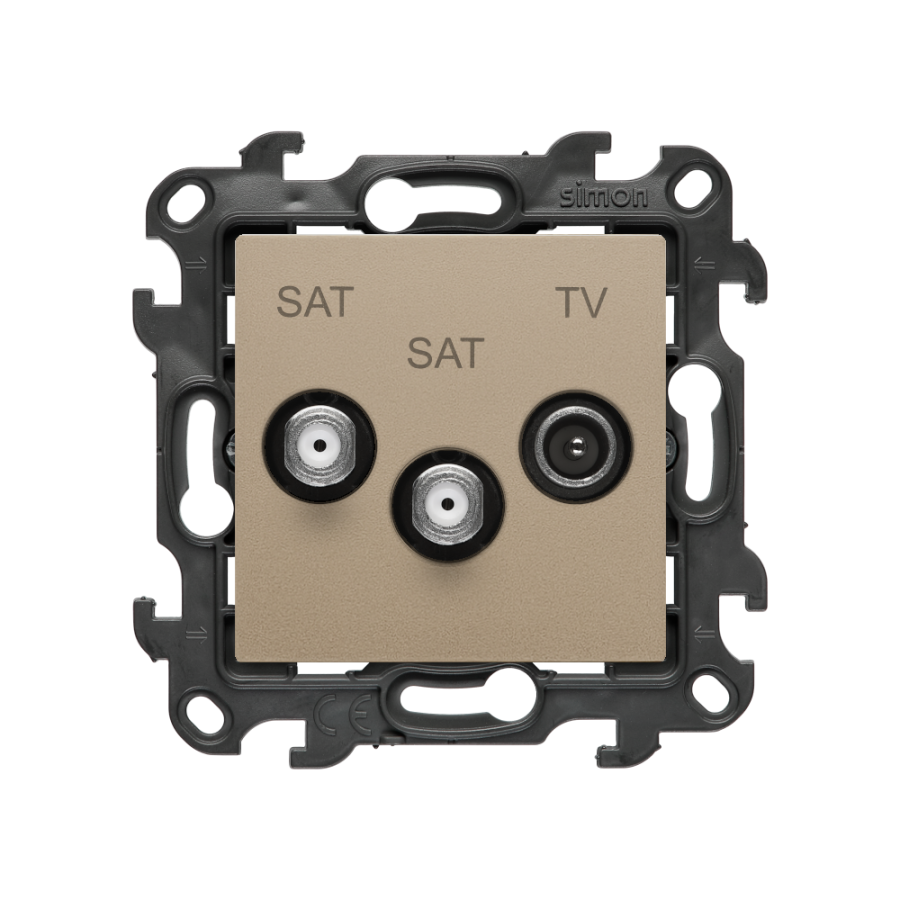 SAT-SAT-RTV double aerial socket, (module), Simon 24, IP20, champagne matt