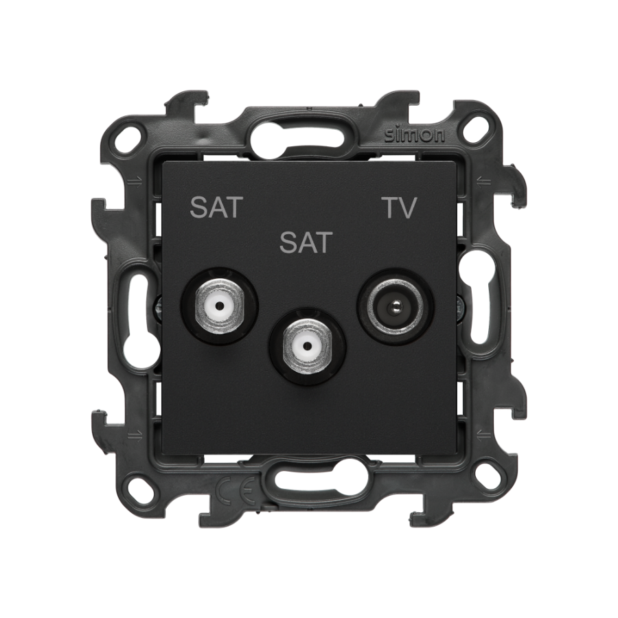 SAT-SAT-RTV double aerial socket, (module), Simon 24, IP20, black matt