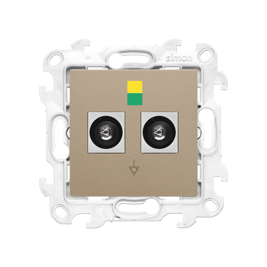 Double equipontential socket, (module), Simon 24, IP20/IP44, champagne matt