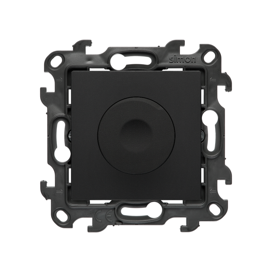 Dimmer for dimmable LED's, rotary-push, 1 pole, (module), Simon 24, IP20, black matt