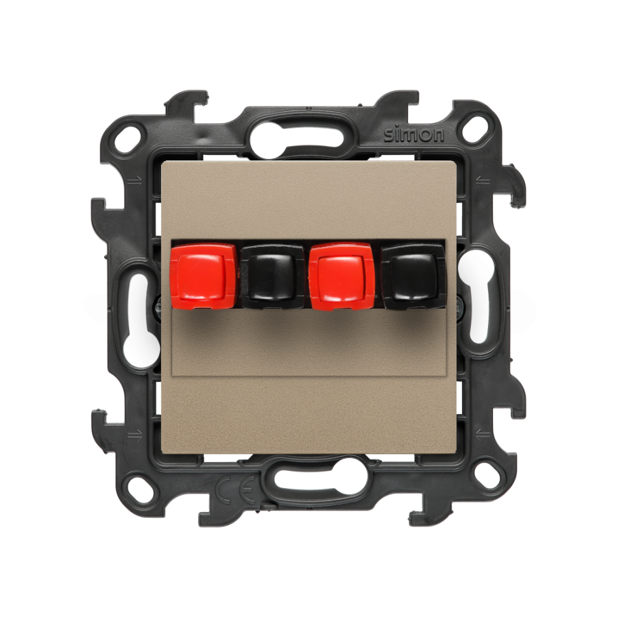 Double loudspeaker socket, (module), Simon 24, IP20, champagne matt