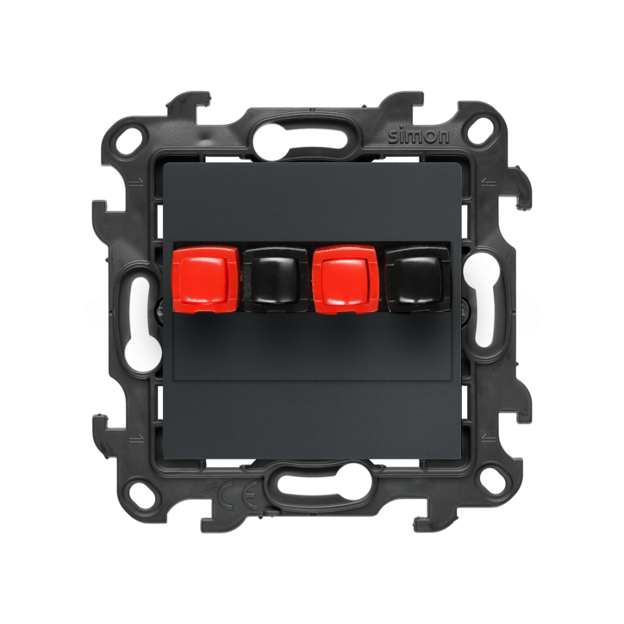 Double loudspeaker socket, (module), Simon 24, IP20, graphite mat