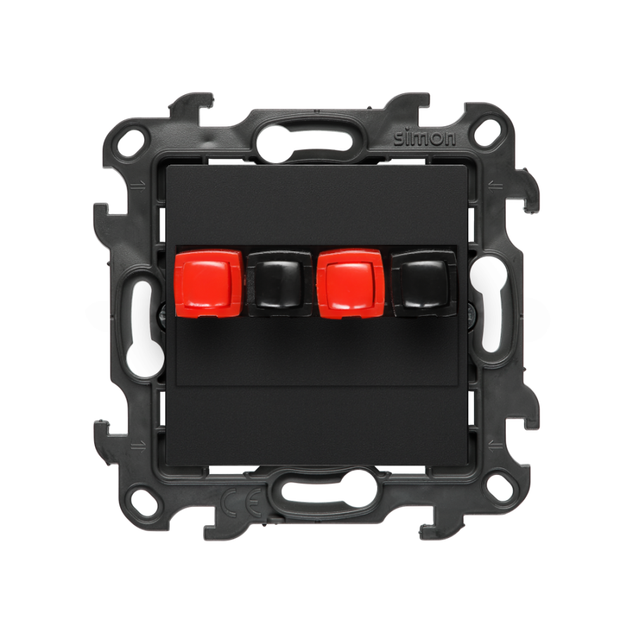 Double loudspeaker socket, (module), Simon 24, IP20, black matt