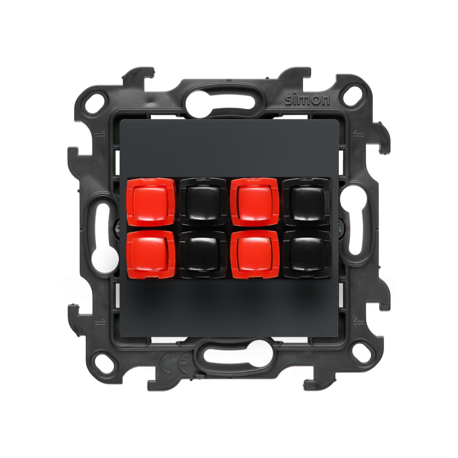 Quadruple loudspeaker socket, (module), Simon 24, IP20, graphite mat