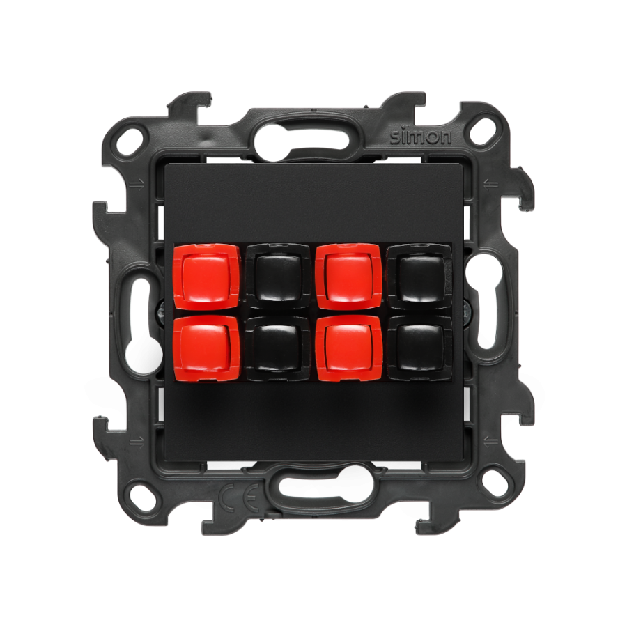 Quadruple loudspeaker socket, (module), Simon 24, IP20, black matt