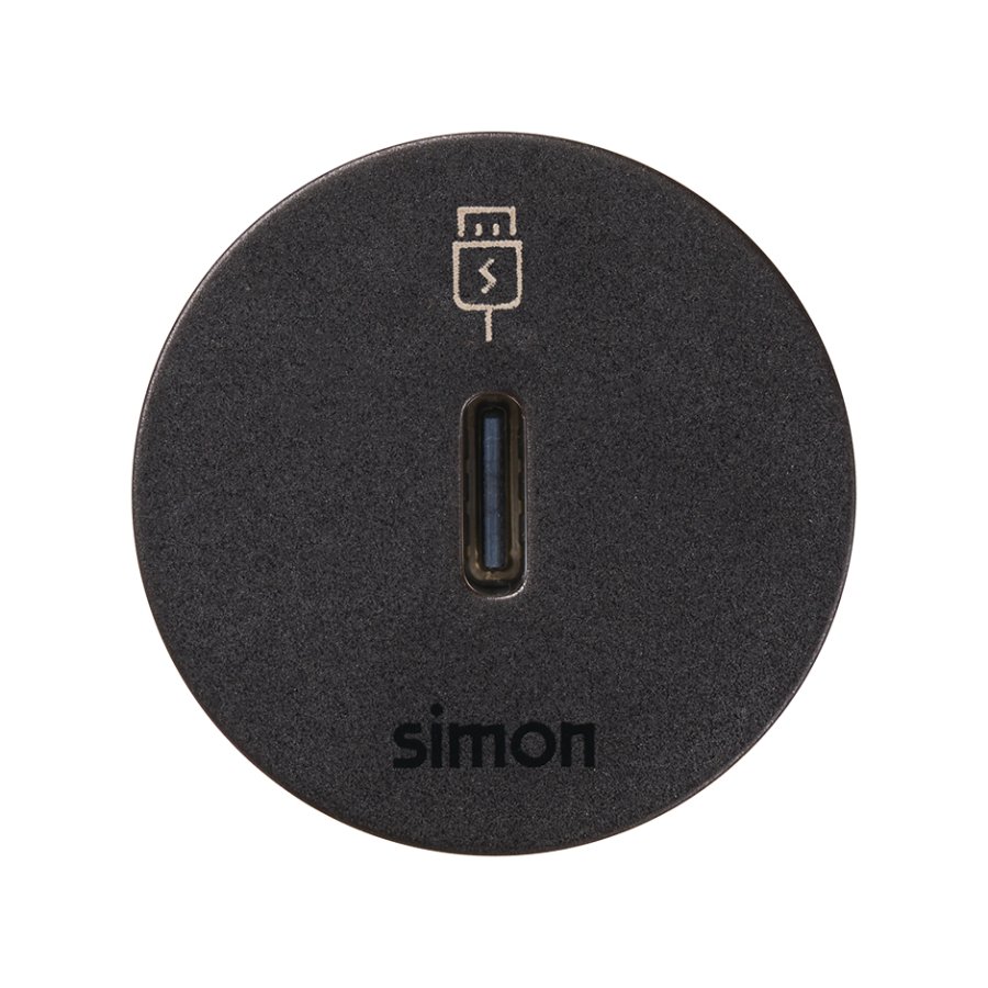 Furniture USB-C ports with docking station including 1x HDMI + LAN + 3x USB Type A, Simon 400 Flash 30, IP20, Mount. dimen.: Ø17mm, black