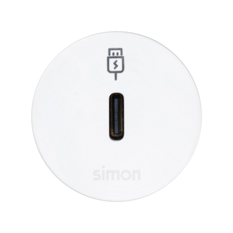 Furniture USB-C ports with docking station including 1x HDMI + LAN + 3x USB Type A, Simon 400 Flash 30, IP20, Mount. dimen.: Ø17mm, white