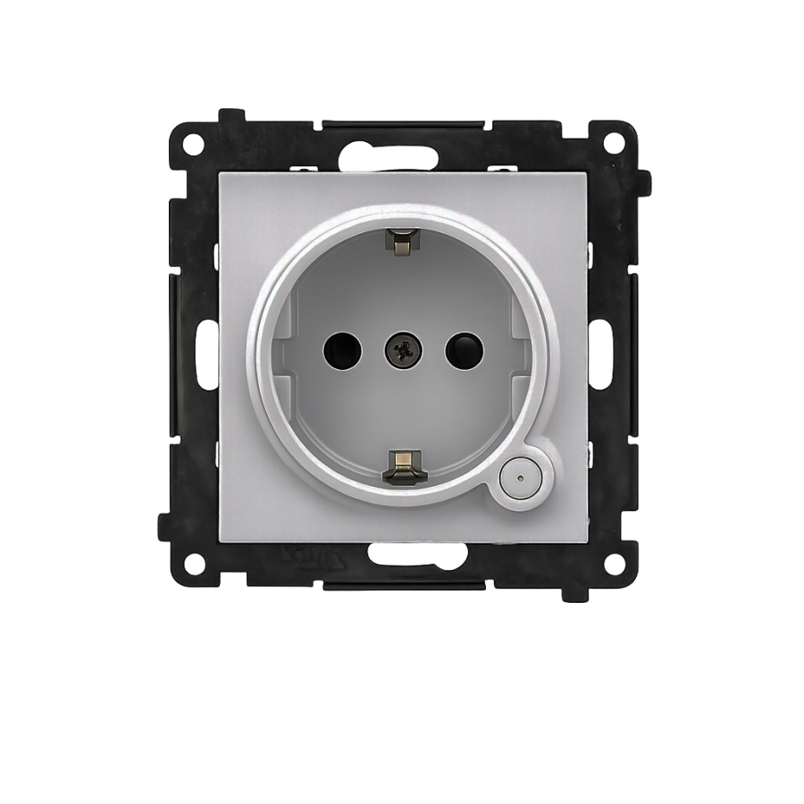 Simon 55 GO earthed socket with built-in energy measurement, smartphone controlled [Wi-Fi] – SOCKET, Schuko, 250V, 16A, module, matt aluminum