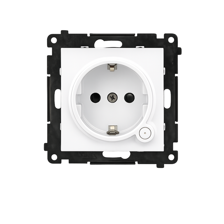 Simon 55 GO earthed socket with built-in energy measurement, smartphone controlled [Wi-Fi] – SOCKET, Schuko, 250V, 16A, module, light gray matt