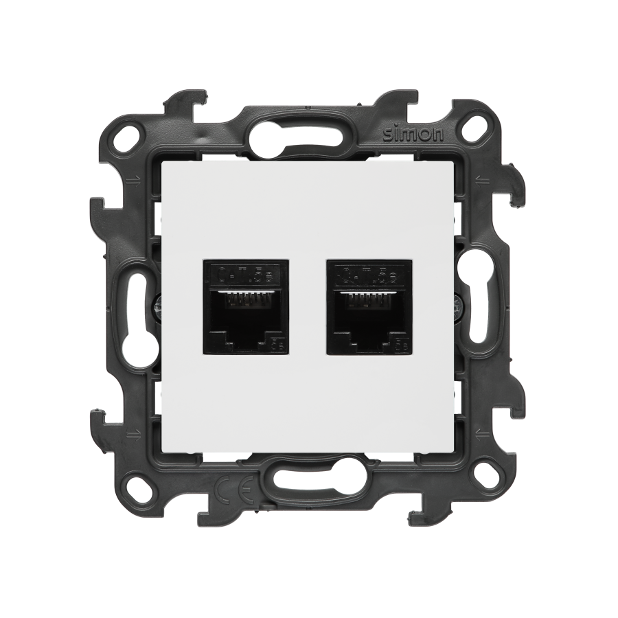 Double IT socket RJ45, category 5e, (module), Simon 24, IP20/IP44, white