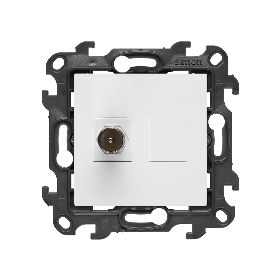 Single IEC antenna socket - male terminal, (module), Simon 24, IP20, white