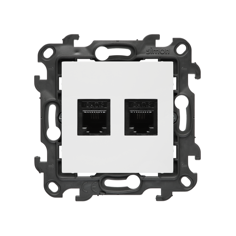 RJ11 double telephone socket, (module), Simon 24, IP20/IP44, white