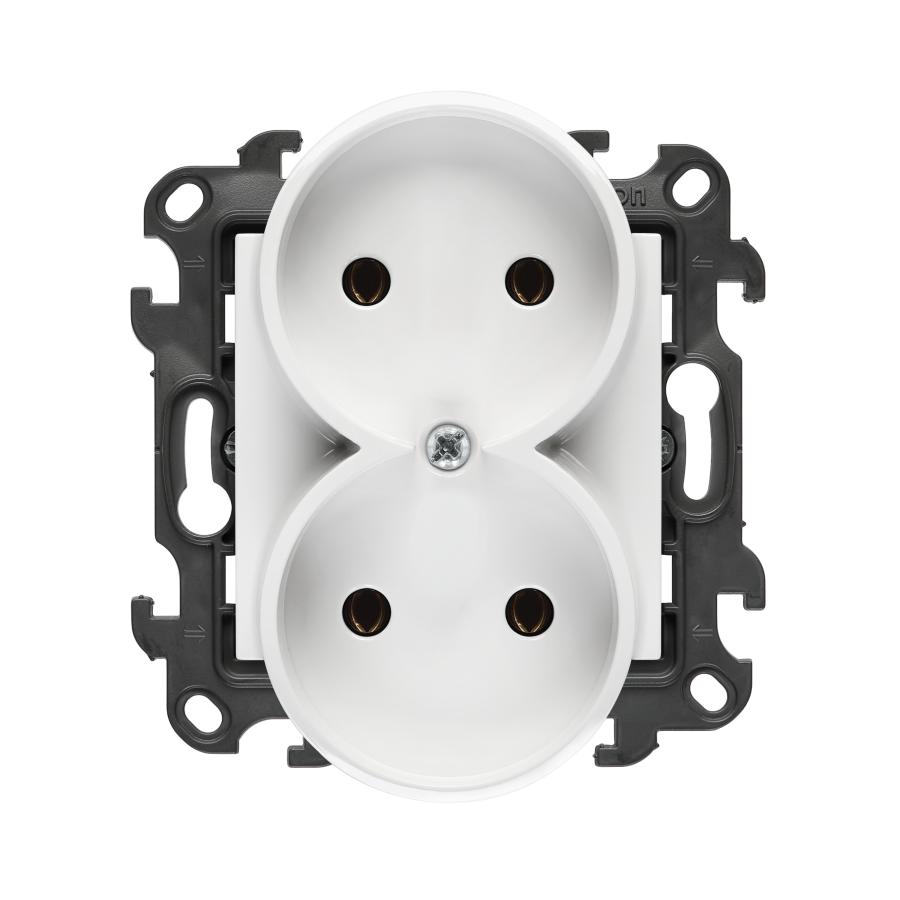 Double socket outlet without earthing, without shutters, (module), Simon 24, IP20, 16A, white