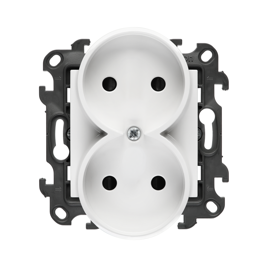 Double socket outlet without earthing, with shutters, (module), Simon 24, IP20, 16A, white