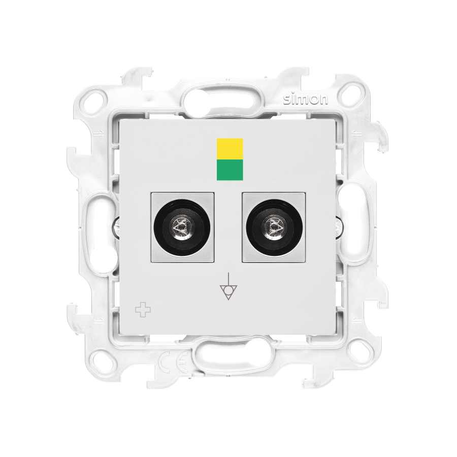 Double equipontential socket, (module), Simon 24, IP20/IP44, antibacterial white