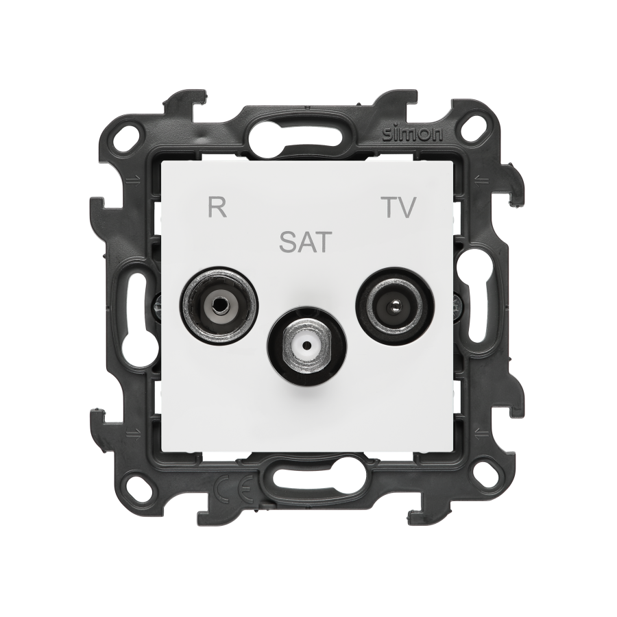 R-TV-SAT „pass through“ antenos lizdas (modulis), „Simon 24“, IP20/IP44, balta