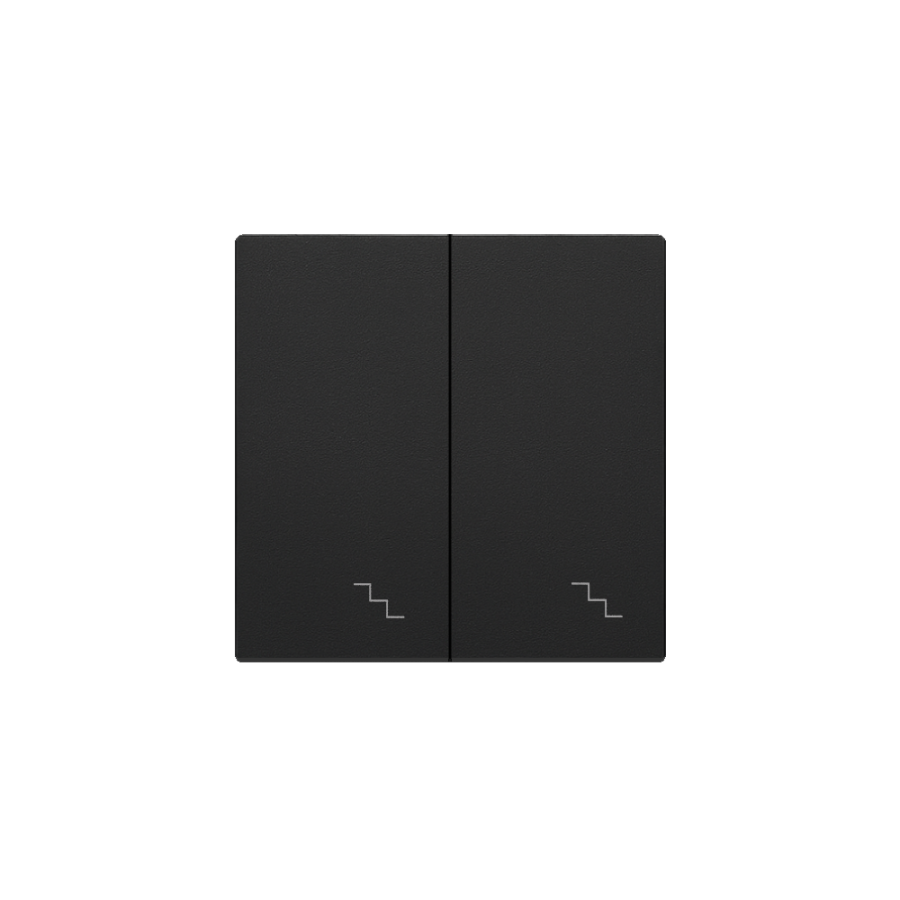 Buttons for the double switch with the "stairs" pictogram, (rocker), Simon 24, IP20, black matt