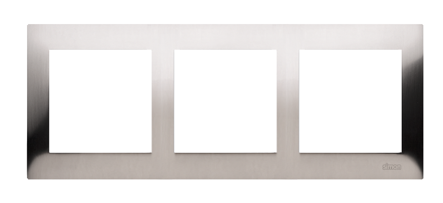 Simon 54 Premium triple frame, metal, inox, metallic