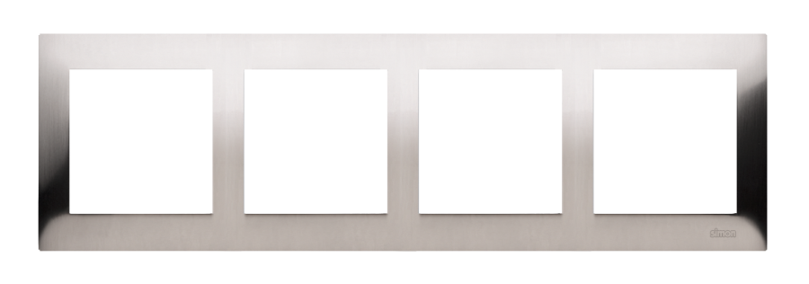 Simon 54 Premium keturvietis rėmelis, 4 vt. metalinis, nerūdijantis plienas (Inox), metalizuotas