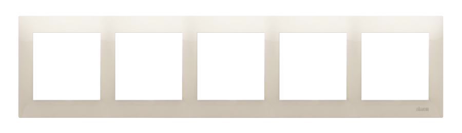 Simon 54 Premium 5 gang frame, cream white/electro white