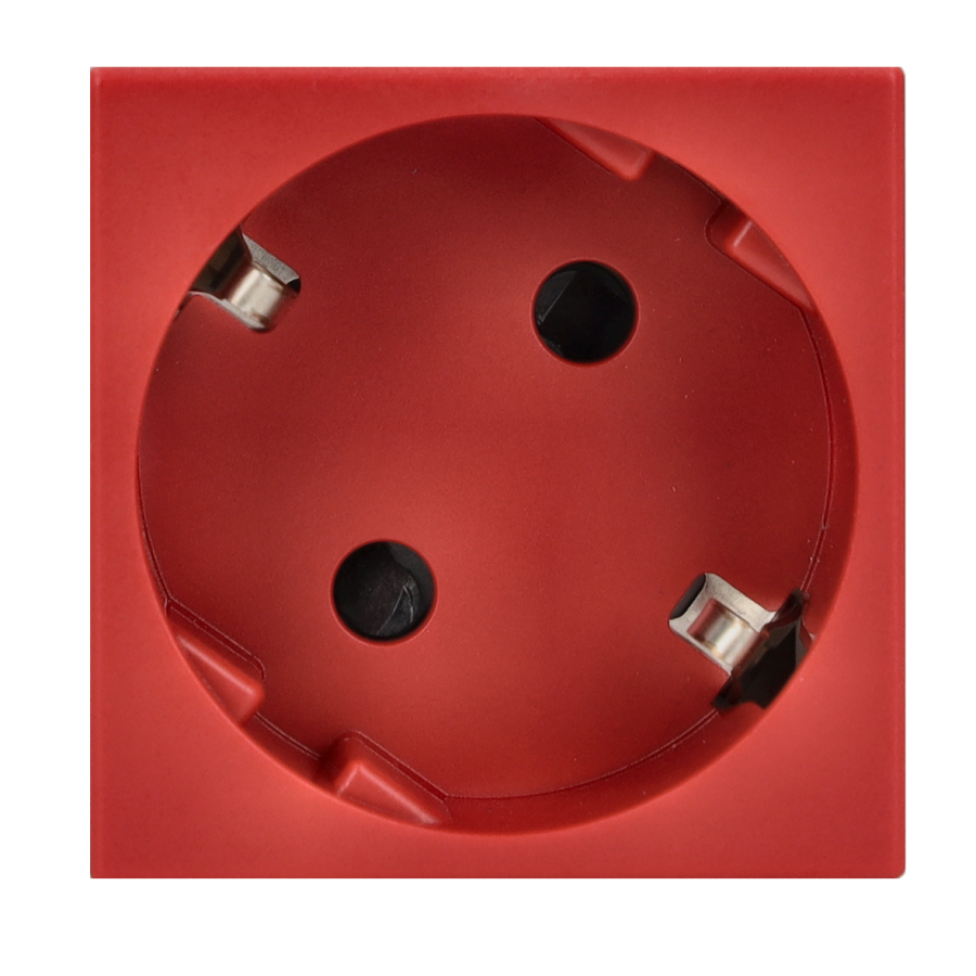 Single socket outlet, K45, SCHUKO, 16A, 250V, Screw, 45×45mm, red