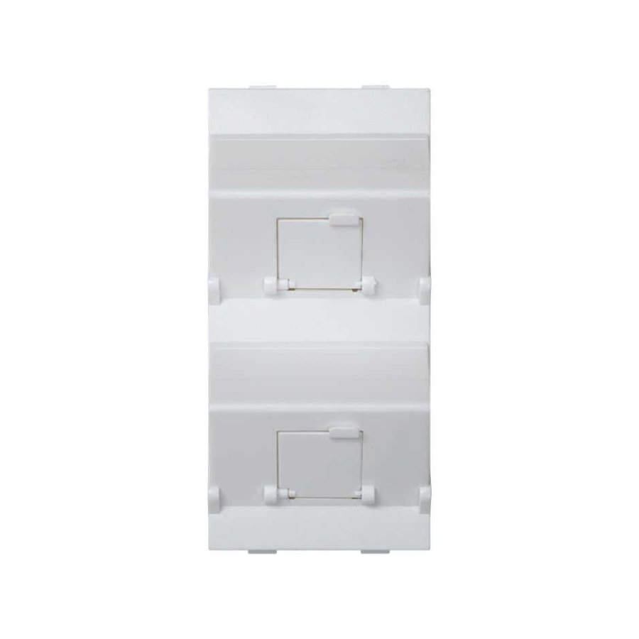 IT/telefonų jungtys, CIMA, skirti MD adapteriams, dvigubai kampuotos su dangteliais, 108×52 mm, gryna balta (Pure white)
